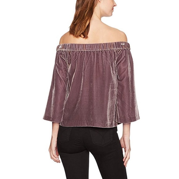 Calvin Klein Off The Shoulder Velvet Top - Picture 2 of 2